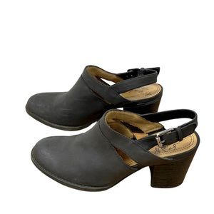 Natural Soul Matte Black Tally Stacked Heel Mule